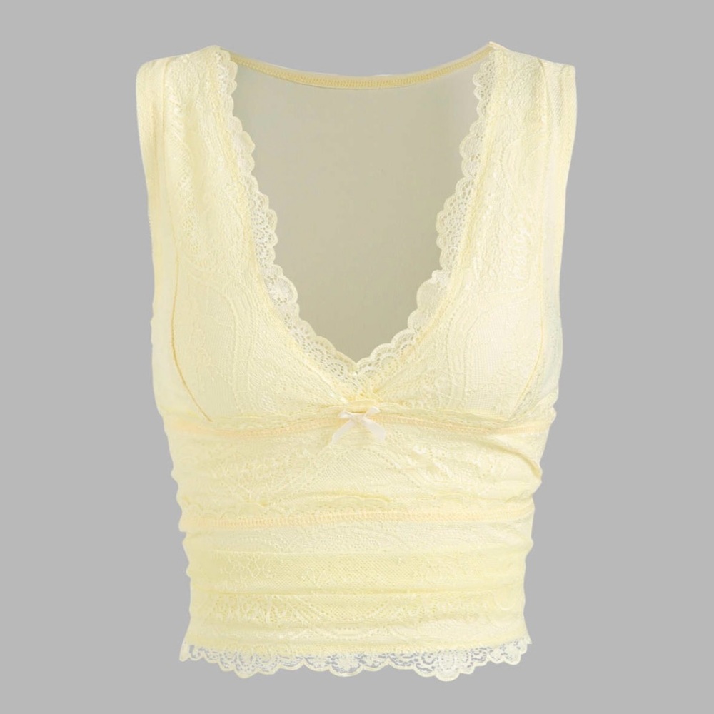Cider Yellow Lace Crop Tank